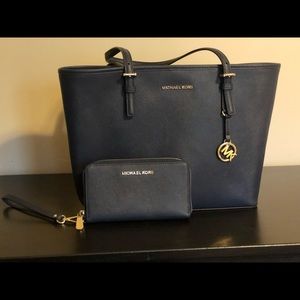 Michael Kors Saffiano Leather Tote and Wallet